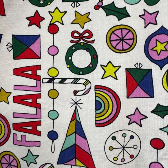 HANNA ANDERSSON Holiday Print Dress Girls 8 Falala Christmas Tree Rainbows Stars - Picture 3 of 5